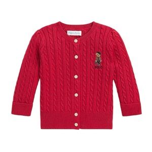Ralph‎ Lauren Childrenswear Polo Bear Mini Cable Cotton Cardigan Size 6- MONTH